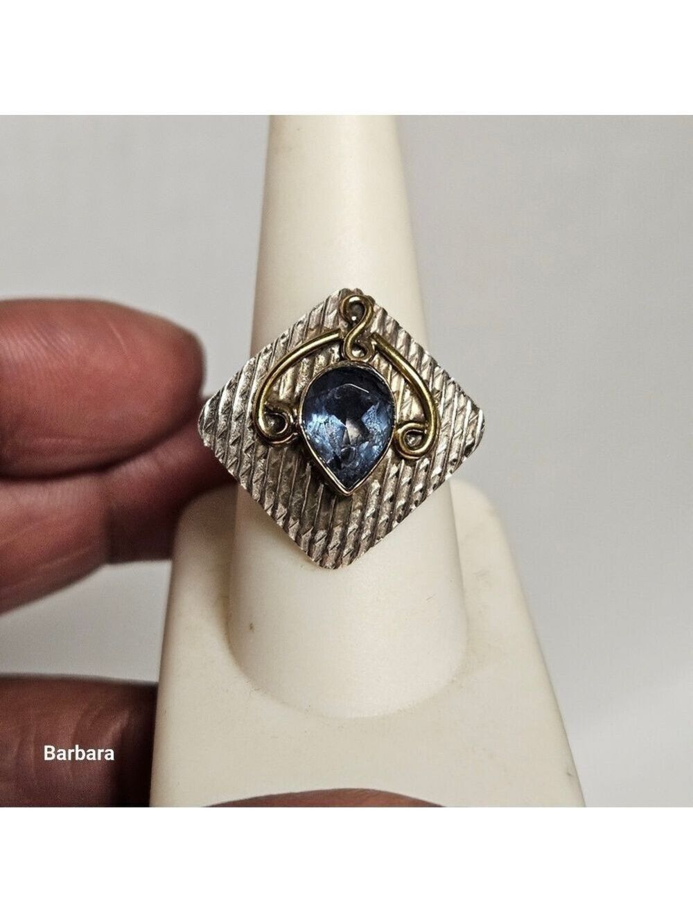 Vintag 925 Sterling & Topaz Ring, Size 8.25
